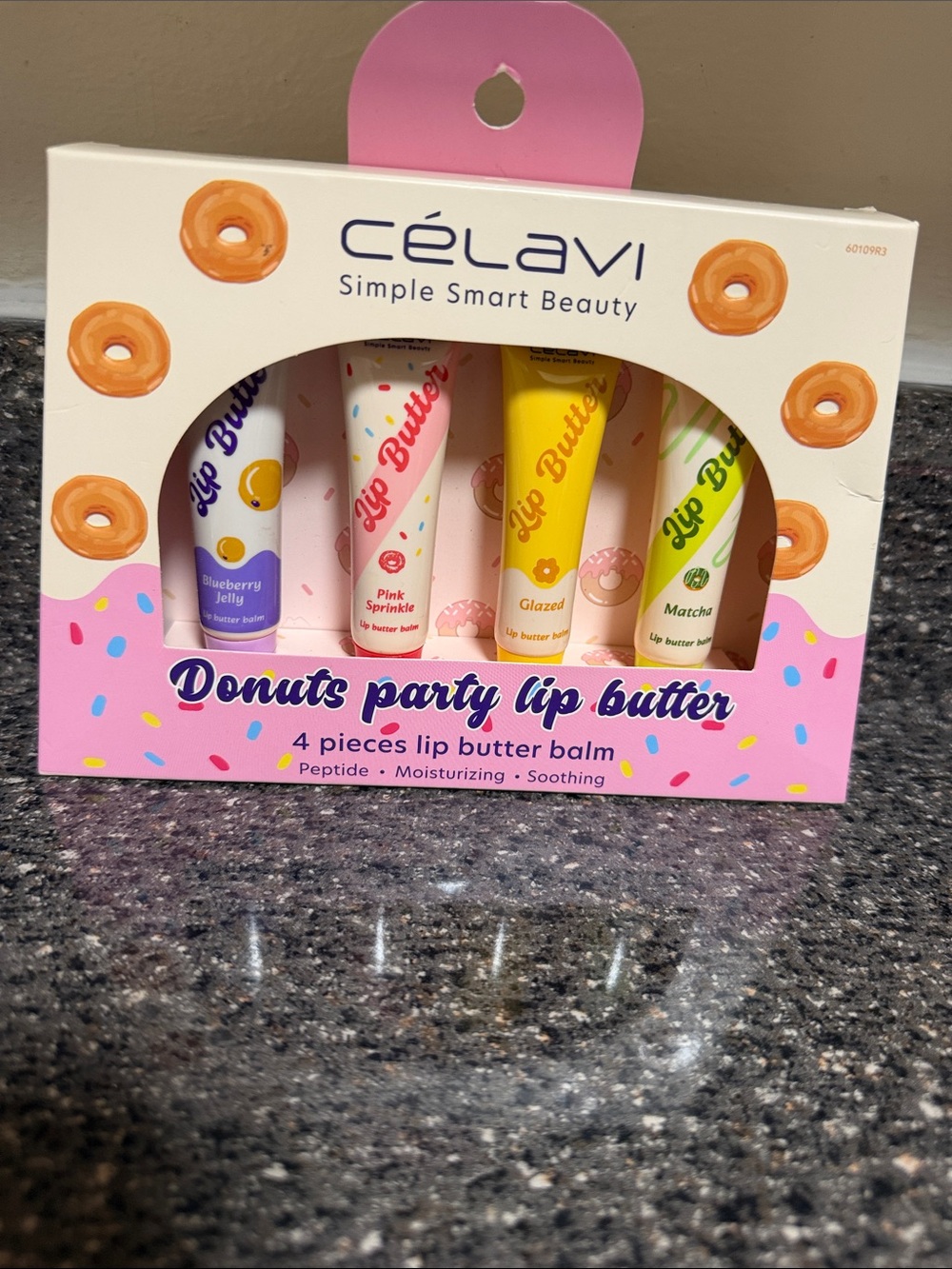 Célavi Donuts Party Lip Butter Set — Pink, Yellow, Green, Purple